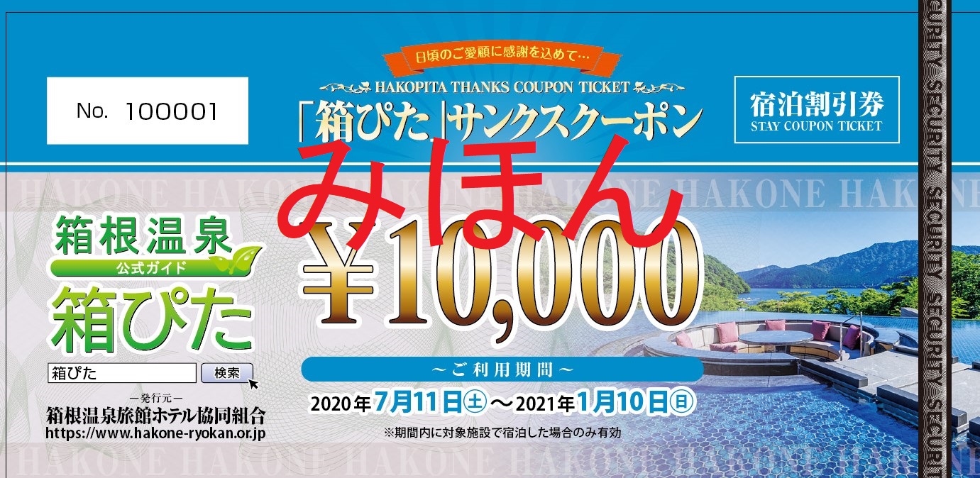 箱根町「箱ぴた」ふるさと宿泊補助券 10分-